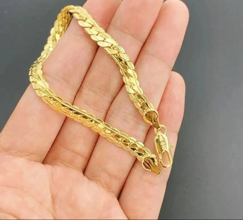 New 925 Sterling Silver and Gold Chain Bracelet For Women Fashion Charm Men Jewelry Gift Accessories