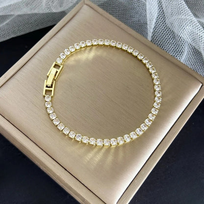 Luxury Zirconia Tennis Bracelet for Women Gold Silver Steel