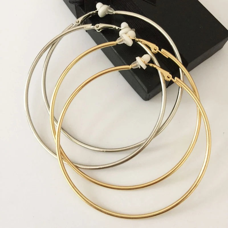 Non-Pierced Ear Cuffs Small & Big Clip-On Hoop Earrings
