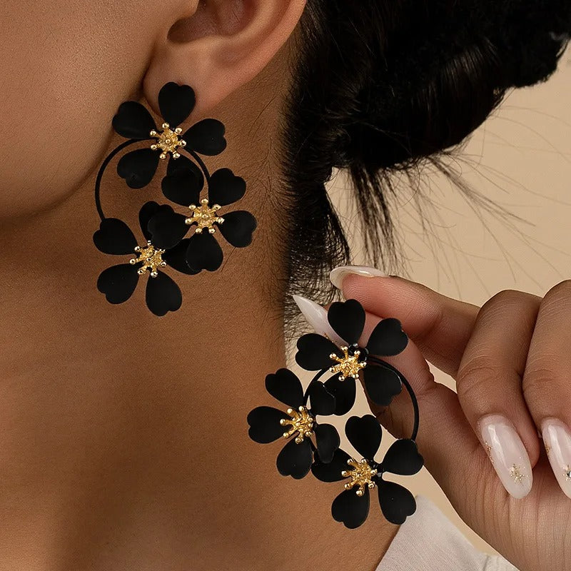 Summer Flower Drop Earrings Women Trendy Vintage Party Jewelry
