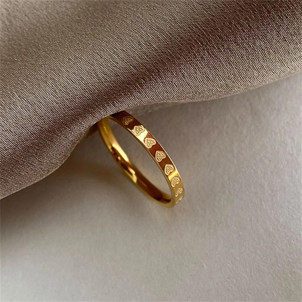 Thin 2mm Heart Ring for Women Gold Finger Band Sizes 5–10