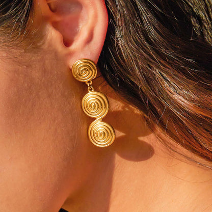 Circular Thread Dangle Earrings Spiral Textured Jewelry Women