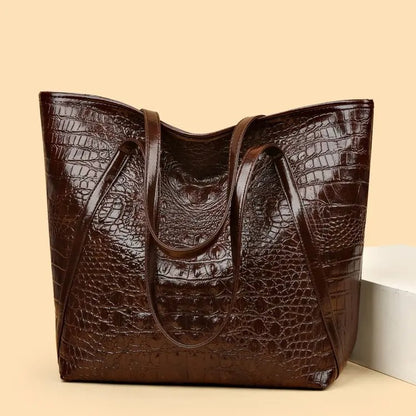 Women’s Retro Crocodile Pattern Tote Shoulder Bag