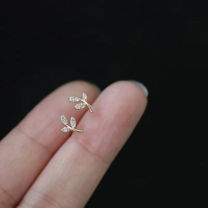 925 Sterling Silver Leaf Tree Life Stud Earrings Women