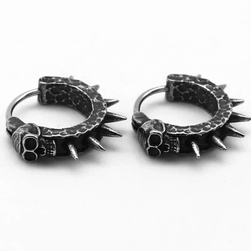 Gothic Black Skull Earrings – Hip Hop Rock Biker Jewelry, Hypoallergenic