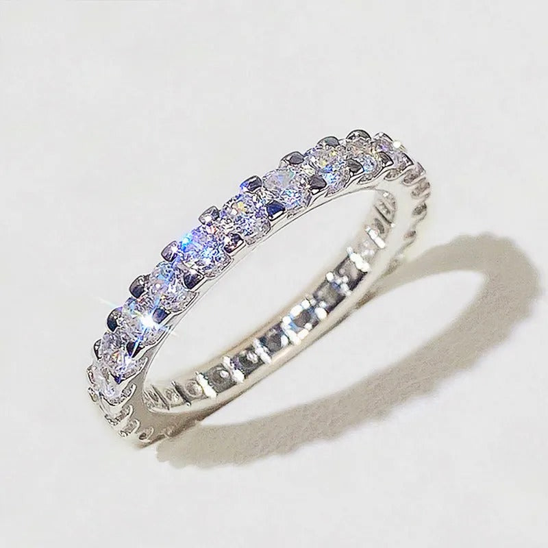 Bling Promise Rings with Round CZ Delicate Low-key Wedding Ring for Women High Quality Silver Color Trendy Jewelry
