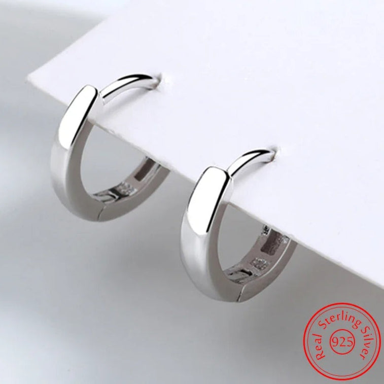 Genuine 925 Sterling Silver Woman's New Fashion Jewelry Hoop Earrings