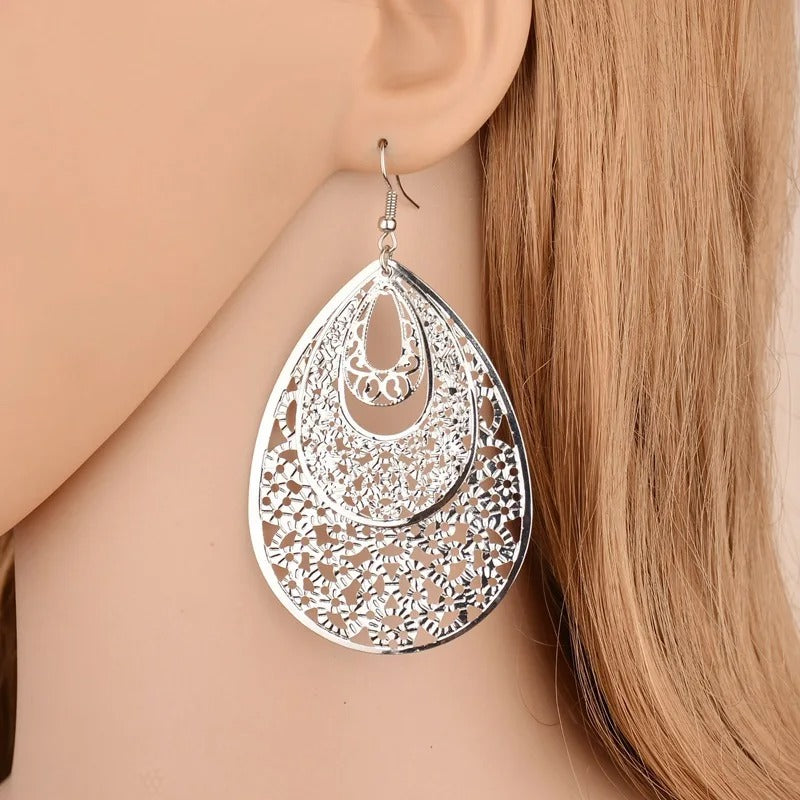 Trendy Long Drop Earrings Women Punk Metal Tassel Jewelry