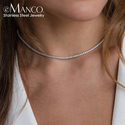 eManco Crystal Necklace for Women – High-Quality Stainless Steel Bridal Jewelry & Gift