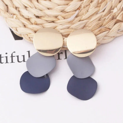 New Big Gray Crystal Geometric Dangle Earrings Women