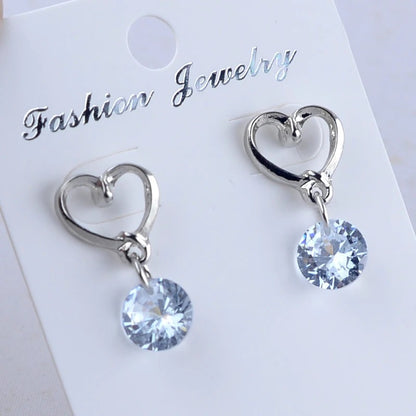 3D Round Rhinestone Drop Earrings for Women Gold Silver Dangle Jewelry