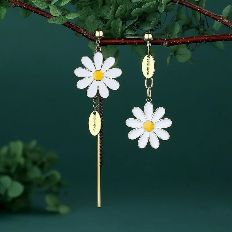 Fashion Floral Daisy Drop Earrings Women Asymmetric Summer Jewelry