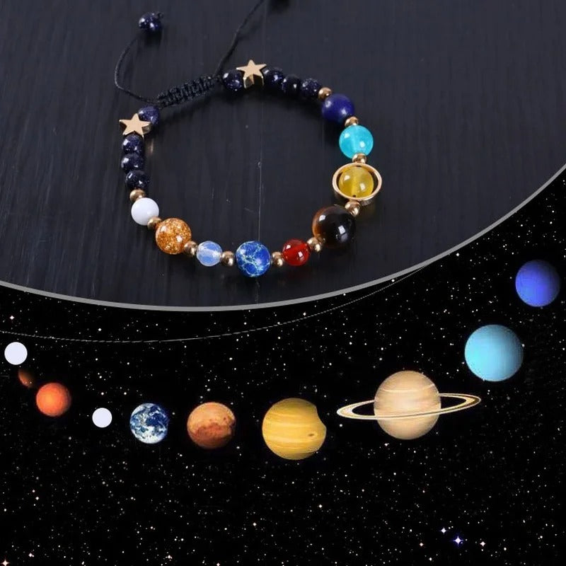 Cosmic Galaxy Solar System Bracelet Women Natural Hand-Woven