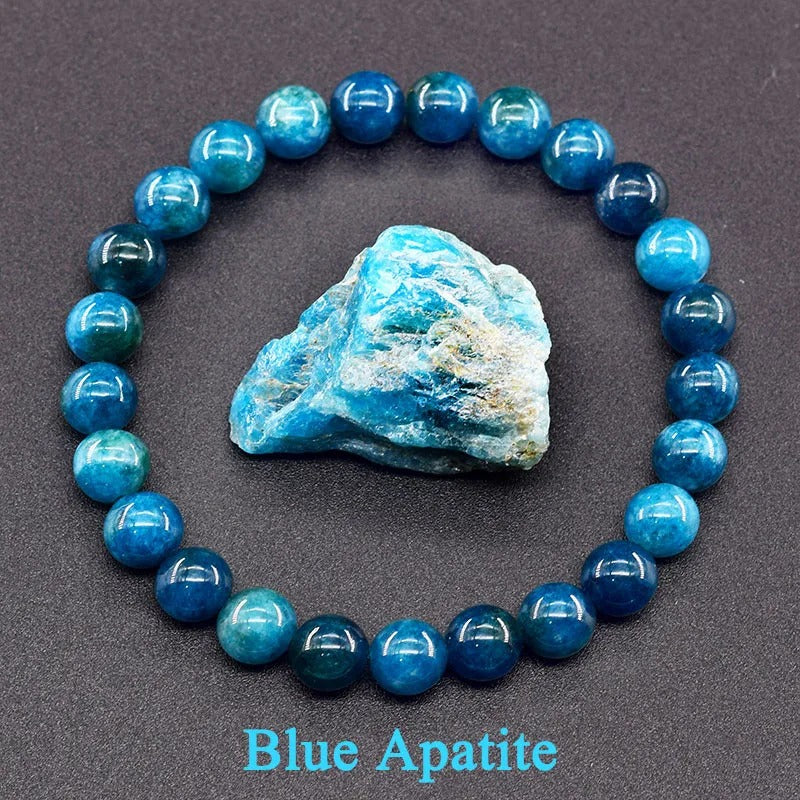 Blue Apatite Natural Stone Reiki Bracelet – Stimulates Energy & Blood Circulation | Health Care Jewelry for Men & Women