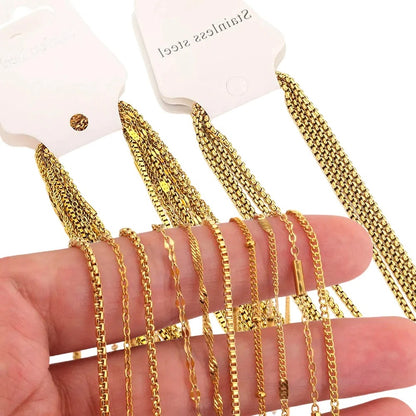 Gold-Plated Cuba Chain Necklace Set Adjustable 5PCS Jewelry