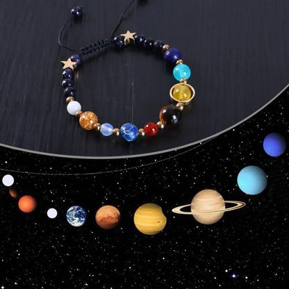 Cosmic Solar System Bracelet Hand-Woven Planet Beads for Women