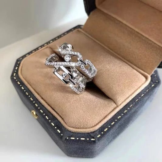 Winter New Double Layer Cubic Zirconia Personalized Party Accessories Ring Women's Fashion Personalized Jewelry Gifts