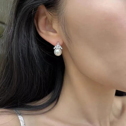 New 925 Sterling Silver Pearl Zircon Earrings for Women