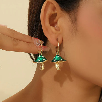 Colorful Mushroom Earrings Women Small Oil Drop Jewelry Gift