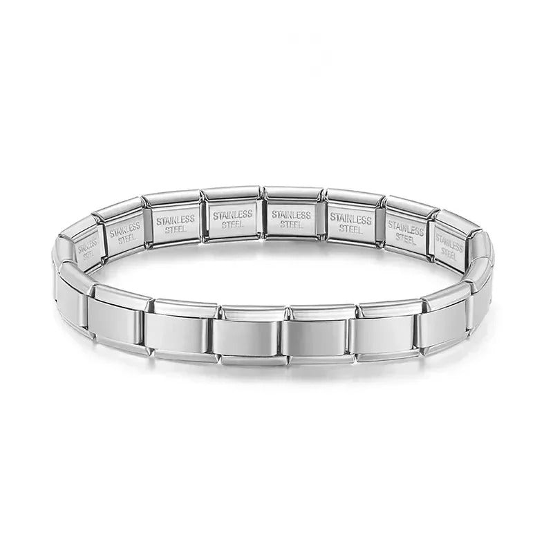 New Women's Jewelry Width Italian Elastic Charm Bracelet Fashion Stainless Steel Fashion Bangle