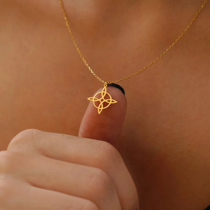 Stainless Steel Jewelry Knot Pendant Necklace Women Amulet Witchcraft Jewelry Geometric Necklace Birthday Gift