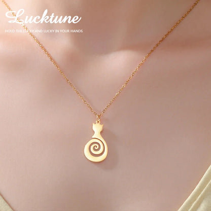Lucktune Hollow Spiral  Necklace Gothic Gold Stainless Steel  Pendant Jewelry for Women
