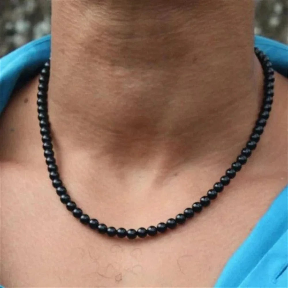 French Vintage Black Pearl Necklace For Women Simple Acrylic Beads Choker Fashion Jewelry Accessories