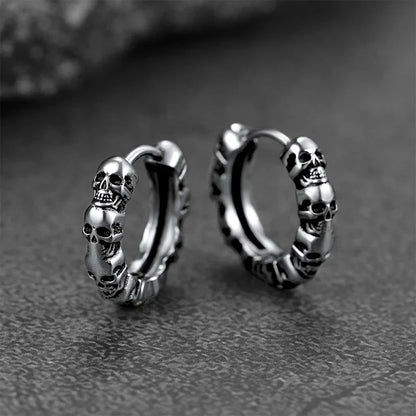 Skull Hoop Circle Earrings Hip Hop Fashion Jewelry Unisex Everyday Wear