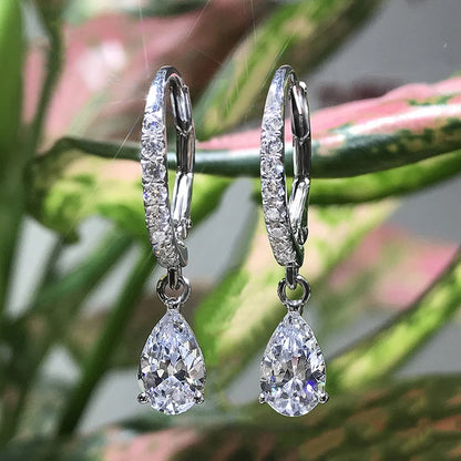 High-Quality Pear CZ Drop Earrings Love Fashion Jewelry Gift