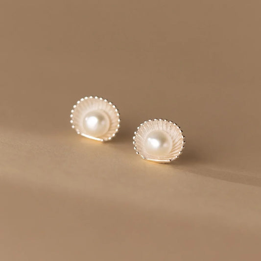Sterling Silver Pearl Shell Earrings for Women Trendy Jewelry