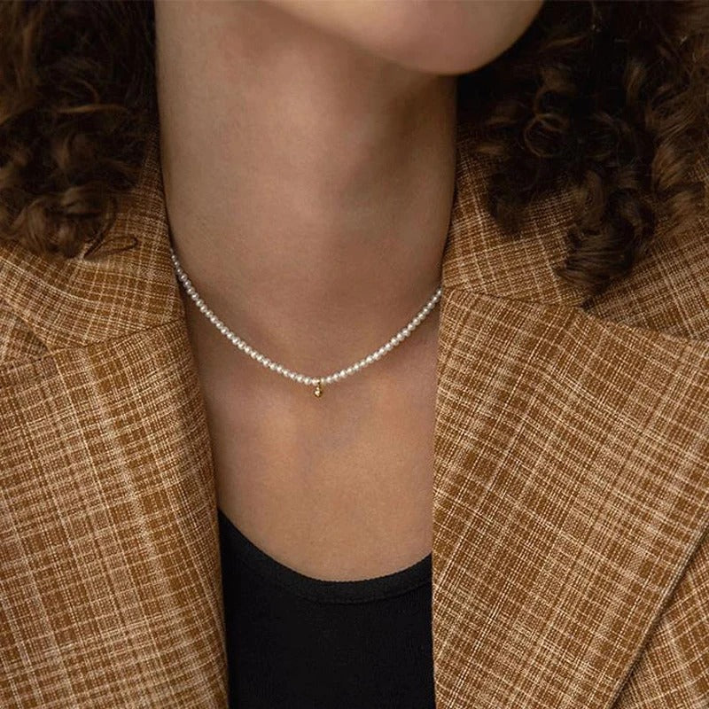 Style Imitation Pearl Choker Necklace Round Bead Pendant Clavicle Chain Necklace For Women Fashion Jewelry