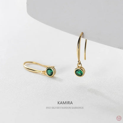 925 Silver Green Zircon Drop Earrings Women Luxury Gold Jewelry
