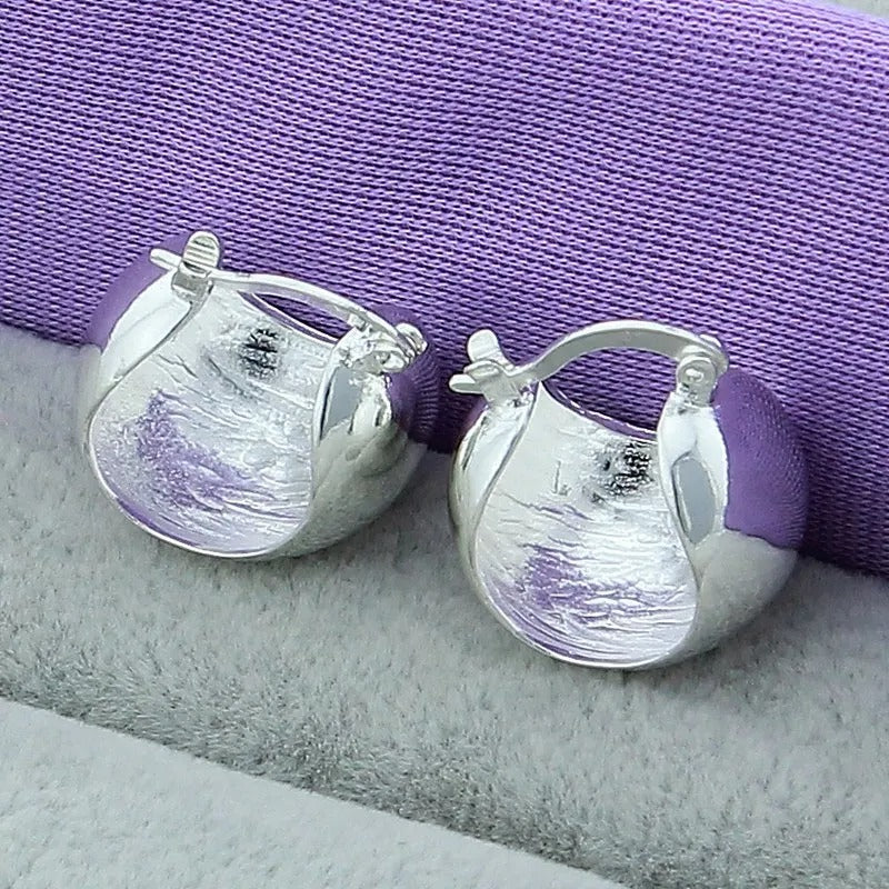 Sterling Silver Smooth Egg Shape Hoop Earrings Cute Romantic Jewelry For Women Wedding Party Gift