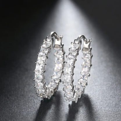 Trendy Cubic Zirconia Hoop Earrings Women Party Daily Wear Jewelry