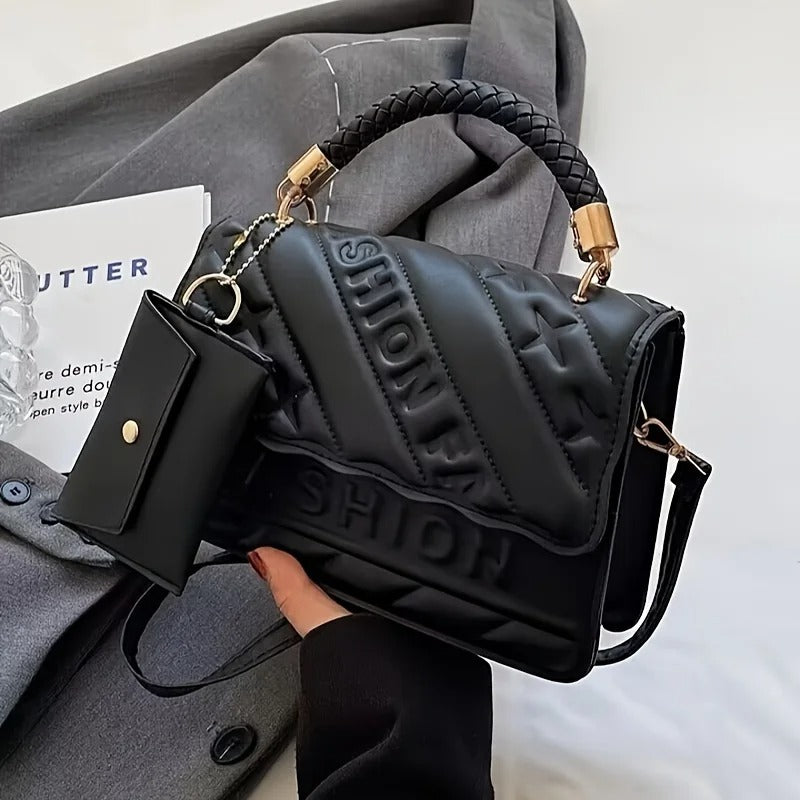 Quilted Crossbody Handbag for Women with Mini Coin Pouch