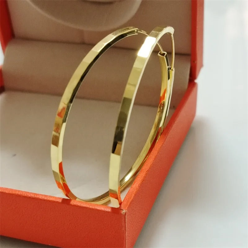 New Fashion 18K Gold Plated Hoop Earrings For Women 925 Sterling Silver Fashion Earring