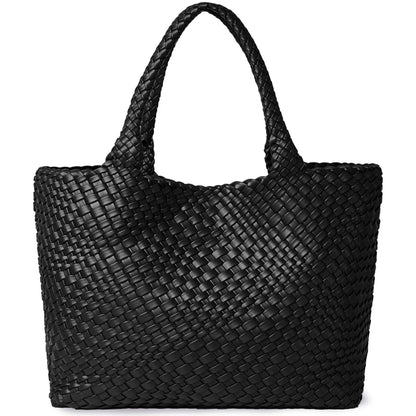Woven Vegan Leather Tote Bag for Women Summer Shoulder Bag