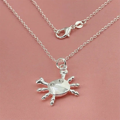 Elegant Silver Crab Pendant Necklace for Women & Couples