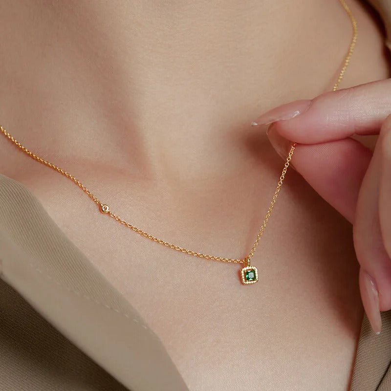 New 925 Sterling Silver Square Women Necklace Simple Style Charm Geometric Shape Pendant Choker Birthday Gift Fine Jewelry