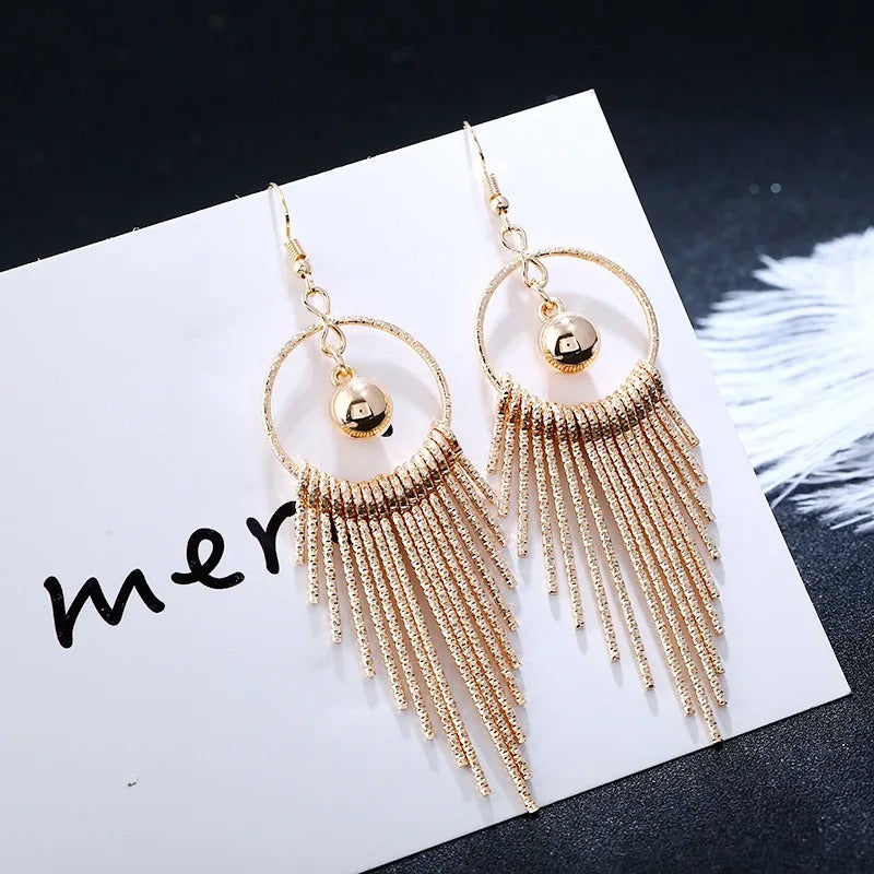Exaggerated Geometric Long Drop Earrings Fashion Women