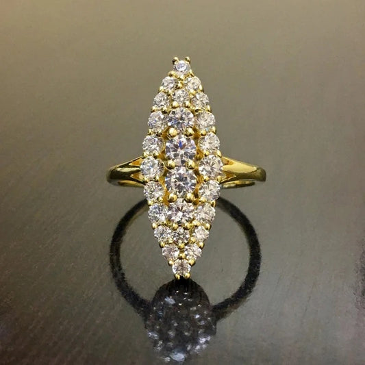 Huitan Trendy Women Wedding Rings Fashion Marquise Shaped Gold Color Rings Engagement Wedding Band Accessories Luxury Jewelry
