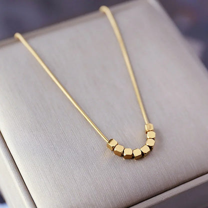 Simple Geometric Square Pendant Necklace Stainless Steel Women