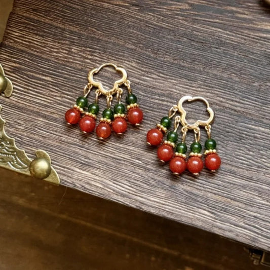 Vintage Green Red Bead Tassel Dangle Earrings For Women Creative New Statement Ethnic New Jewelry Wholesale