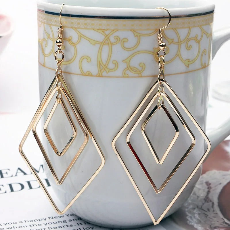 Simple Metal Drop Earrings Geometric Design Trendy Jewelry