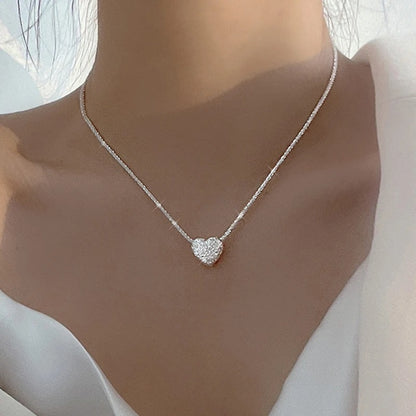 Women's Silver Heart Necklace Hammer Pattern Love Pendant Gift Jewelry