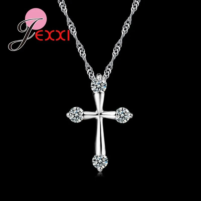 925 Silver Cross Pendant Necklace Women’s Jewelry