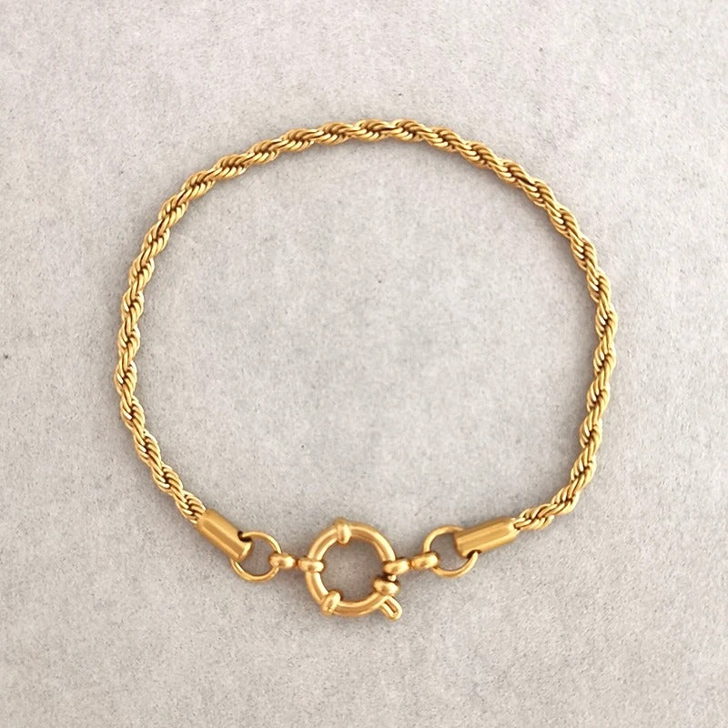 Clasp Bracelet Women Stainless Steel Twist Rope Chain Sailor Wheel Geometric  Gold Silver Color