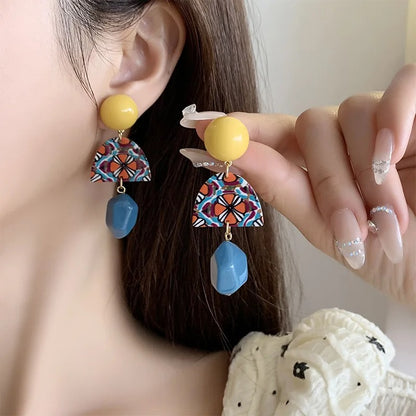 New Baroque Acrylic Drop Earrings Women Colorful Dangle Jewelry