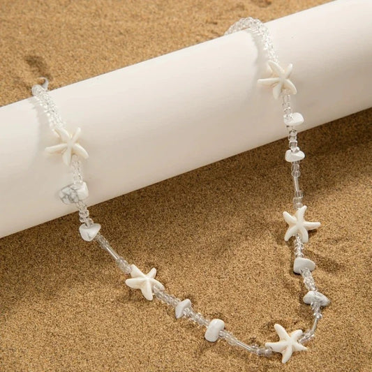 Bohemian Personalized Bead Starfish Necklace, Women's Beach Vacation Style Holiday Party Accessories Jewelry Gifts