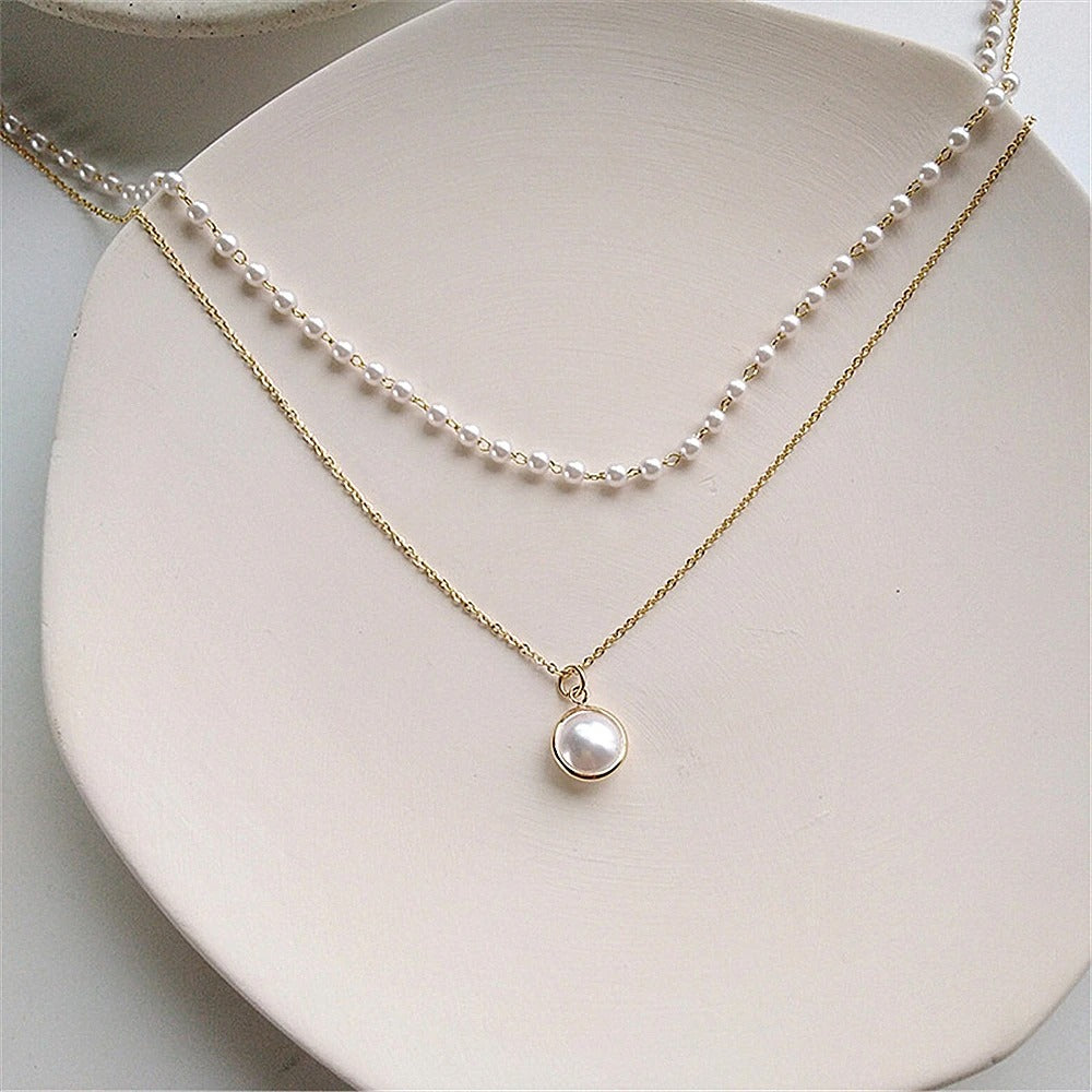 Fashion Pearl Choker Double Layer Retro Necklace Bracelet Summer New Jewelry Women Girls Gift Streetwear Accessories Hot